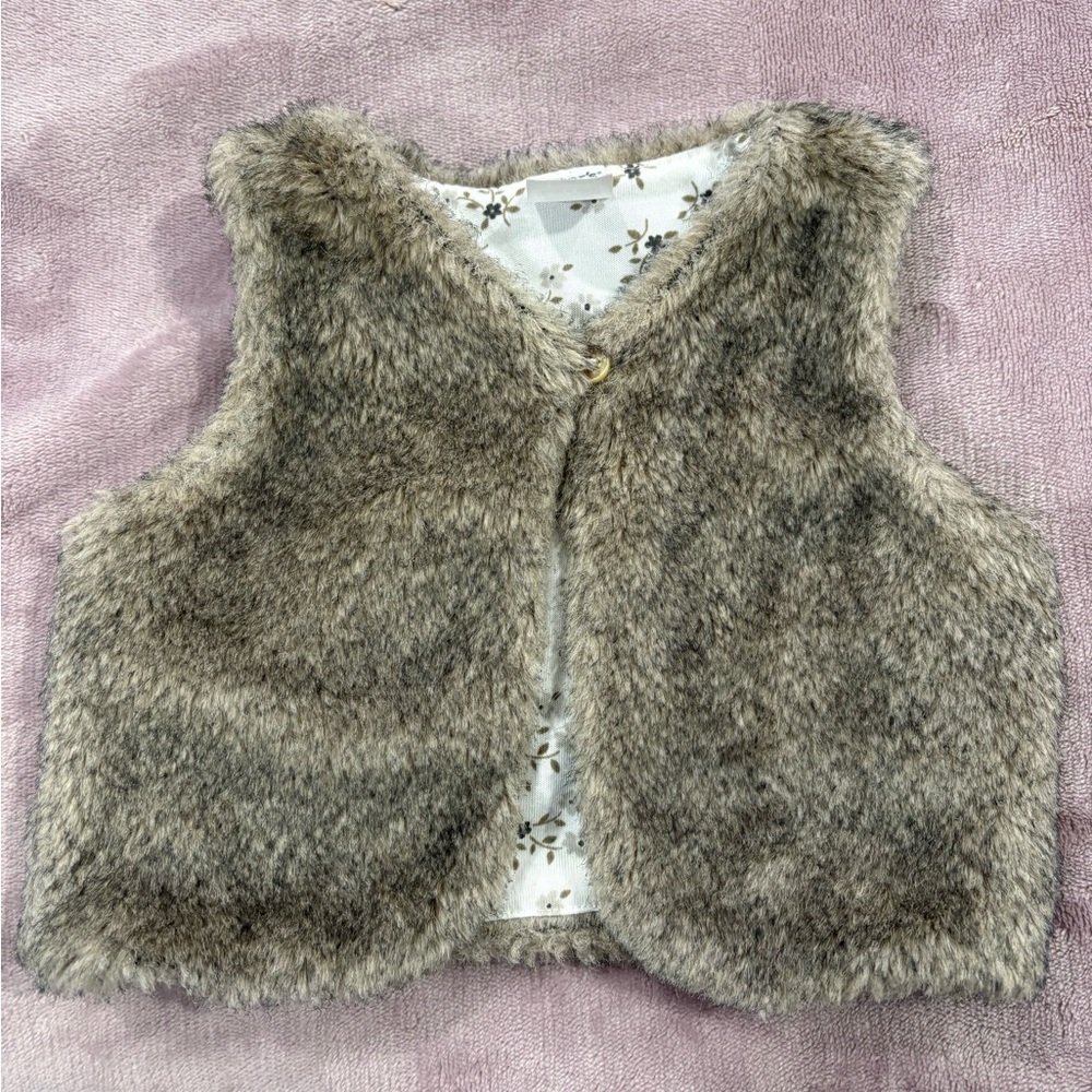 Carter's Faux Fur Vest in Brown and White